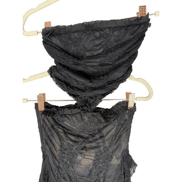 Jaded London Gaia Scrunch Lace Dress Strapless Cutout Party Edgy Goth Black Sz 2 - Picture 5 of 10